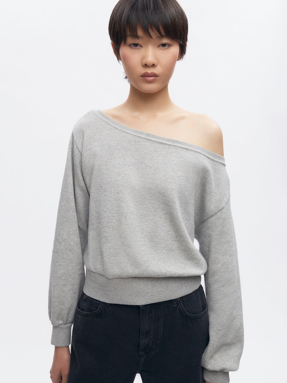 NWT Kotn Off-Shoulder Women's Sweatshirt Sweater - Light Gray